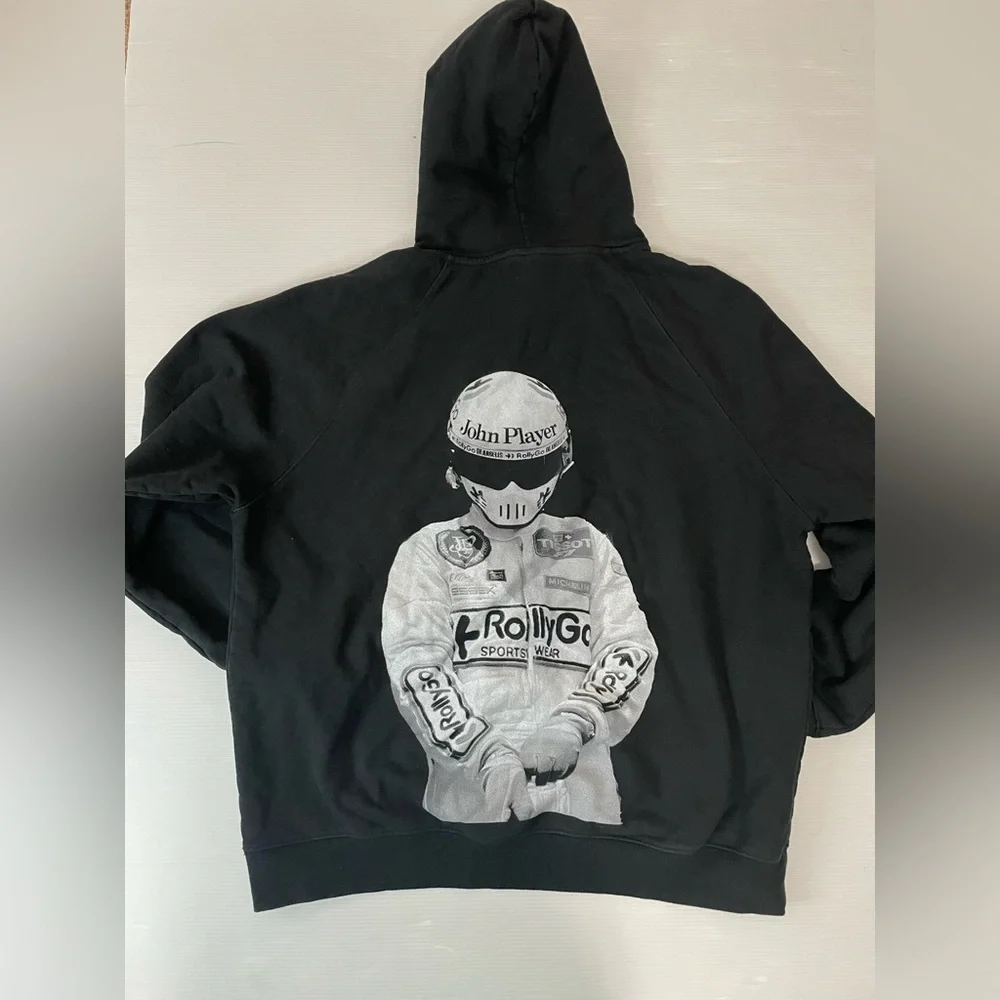 John Player Special Black Hooded Graphic Sweatshirt Size M - Picture 1 of 8